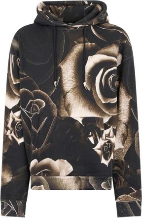 Roberto Cavalli Vintage Rose Print Hoodie Sweatshirt - Heren - Hoodies - Zwart - 2XL - Katoen - Hoodies & sweatvesten