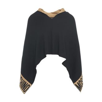 Moschino Capes, female, Black, Size: ONE SIZE Elegant Capes with Contrasting Collar