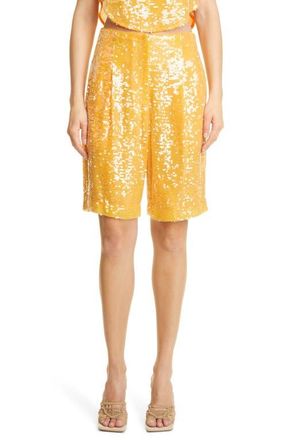 Sally Lapointe High Waist Sequin Bermuda Shorts in Burnt Orange at Nordstrom, Size 6