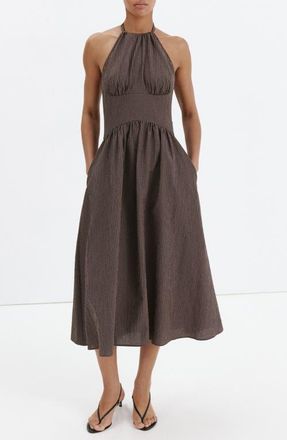Mango Gingham Halter Dress in Brown at Nordstrom, Size 10