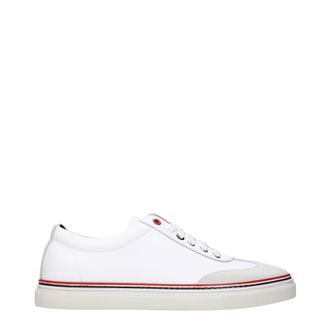 Thom Browne Herrens Sneakers aus wei&szlig;em/hellgrauem Leder