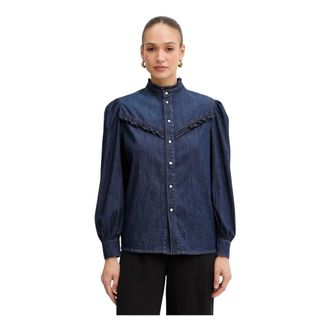 Twinset Camisa vaquera con volantes - Blouses & Shirts - Mujer - Azul - XL
