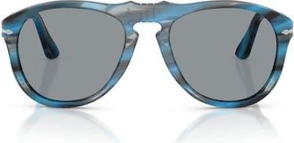 Persol 54mm Pilot Sunglasses in Striped Blue And Grey /Grey at Nordstrom