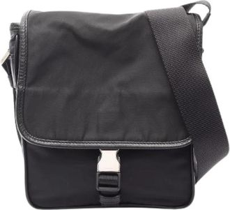 Prada Pre-owned Viaggio Nylon Saffiano Leder Schoudertas - Dames - Vintage Schoudertas - Zwart - ONE Size - Nylon - Vintage