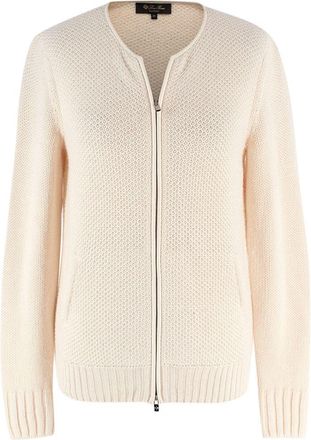 Loro Piana Cream Cashmere Blend Zip-Up Cardigan Size XXS