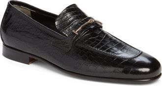 Tom Ford Gigi Double T Bit Alligator Embossed Loafer in Naa Black at Nordstrom, Size 43.5