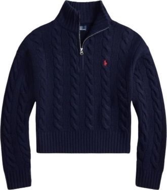 Polo Ralph Lauren Pull col camionneur demi zip - Dames - Coltruien - Blauw - S - Kasjmier - Truien & Vesten