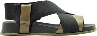 Camper Zwarte en groene Atonik sandalen - Dames - Sandalen - Zwart - 36 EU - Leer - Schoenen