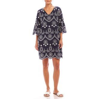 Karen Kane Eyelet Embroidery Shift Dress in Navy at Nordstrom, Size X-Small