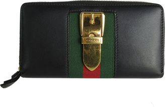 Gucci Black Gold Metal Leather Coin Purse/Coin Case (Pre-Owned)