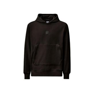 C.P. Company Hoodies, male, Black, Size: M Stretch Fleece Hooded Sweatshirt