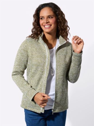 Casual Looks Fleecejacke CASUAL LOOKS, Damen, Gr. 48, schilf, meliert, 100% Polyester, Besatz:8% Elasthan, 92% Polyester, meliert, Jacken Fleecejacke