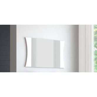 Dmora Specchiera da parete con cornice, Made in Italy, Specchio da bagno, cm 110x2h60, colore Bianco lucido, con imballo rinforzato - Dmora