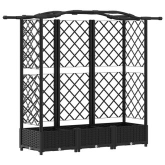 vidaXL Cama Elevada Con Trellis Y Techo Negro 163 X 40 X 126 Cm Pp Vidaxl