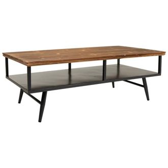 Wanderlust Deco Mesa de centro de metal y madera negra 125x65,5x44