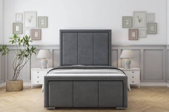 Sloomy Lancaster Coniston Bed Frame With 50 Upholstered Headboard in Dark Grey | Size: Super King