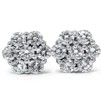Pompeii3 1ct Pave Fire Diamond Studs 14K White Gold Lab Grown