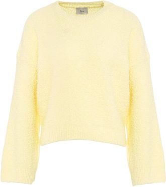 8pm Slightly Cropped Knit Sweater In Warm Yellow Wool Blend