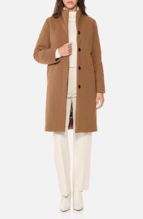 Norwegian Wool Stand Collar City Virgin Wool Blend 756 Fill Power Down Waterproof Coat in Camel at Nordstrom Rack, Size Small