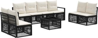 vidaXL Conjunto De Sof&aacute;s De Jard&iacute;n 9 Uds. Negro Rat&aacute;n Sint&eacute;tico Vidaxl