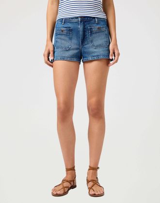 Wrangler Relax-fit-Jeans WRANGLER WRANGLER Jeansshorts Pocket Cowboy Short, Damen, Gr. 24, N-Gr, blau, Obermaterial: 94% Baumwolle CO. 5% Baumwolle CO recyc.. 