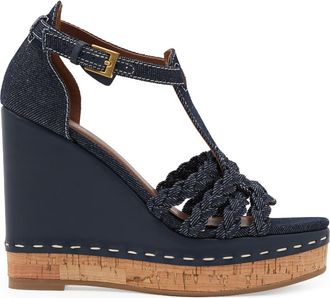 Reiss Frances Braided Wedge Ankle Strap Sandal in Blue at Nordstrom, Size 10.5Us