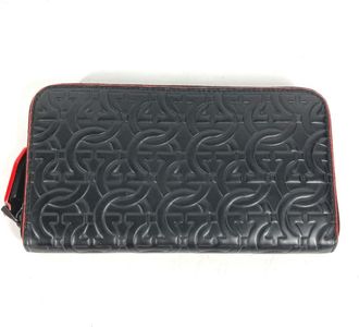 Ferragamo Black Red Color Leather Long Wallet (Bi-Fold) (Pre-Owned)