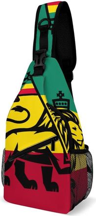 Generic Rasta Flag Lion Mens Crossbody Chest Sling Bag for Travel Hiking Lightweight Shoulder Bags with Small Side