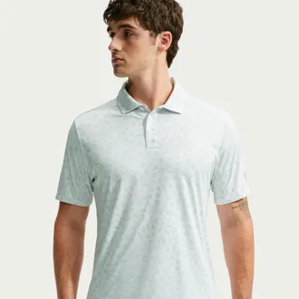 Nike Mens Par Dri-FIT Grass Print Golf Polo in White | IO0734-100