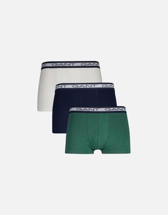 GANT Mens 3-Pack Striped Waistband Boxer Trunks, Navy/White/Green - Size: 39/38/32