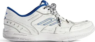 Balenciaga White Blue Leather Sneakers