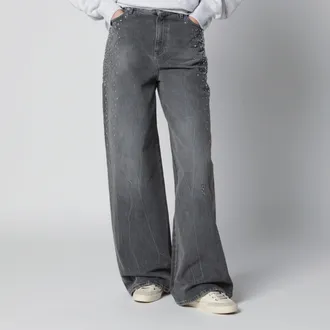 Golden Goose Jeans Melody boyfriend in denim grigio con borchie