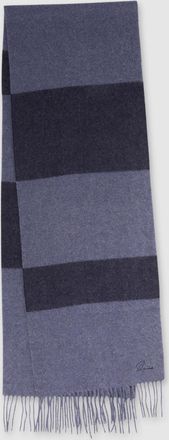 Reiss York Navy & indigo Melange Wool and Cashmere Striped Scarf