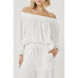Splendid Ava Off the Shoulder Cotton Gauze Top in White at Nordstrom, Size X-Large