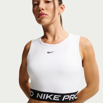 Nike Womens Nike Pro Dri-FIT Cropped Tank Top in White | FZ3615-100