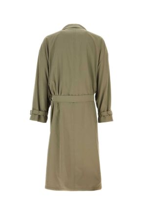 Giorgio Armani Double-Breasted Satin Trench Coat - Green