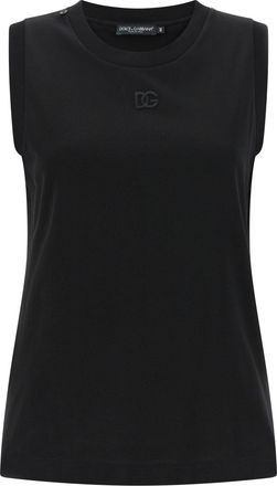 Dolce & Gabbana Logo-Embroidered Cotton Tank Top - Black