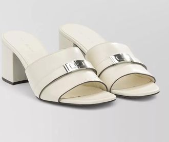 Tory Burch block heel mules metal accent open toe