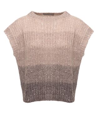 D.exterior Beige Degrade Sequined Sweater Vest