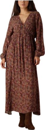 Ydence Elegante Bruine Luipaardprint Maxi Jurk - Dames - Maxi kleedjes - Bruin - XS - Denim - Kleedjes