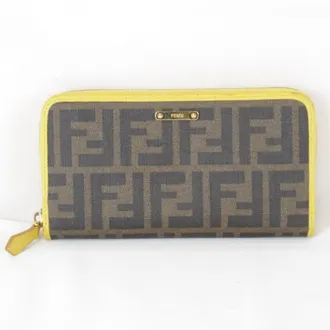 Fendi Brown Yellow Leather Long Wallet (Bi-Fold) (Pre-Owned)