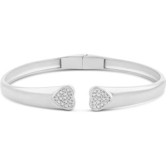 SHYMI Open Pav&eacute; Heart Cuff Bracelet in Silver at Nordstrom