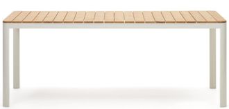 K Home Hochwertiger Gartentisch Bonna 200 x 100 cm - Weiss/Teakholz