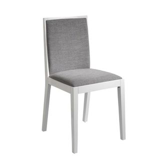 Pondecor Interiorismo Set 2 sillas Cairo patas madera lacadas blanco tela gris