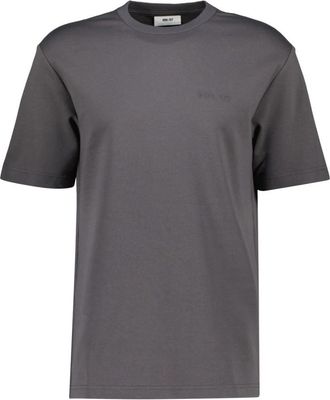 Nn.07 Nat SS Logo Tee - Heren - T-shirts - Grijs - M - Katoen - Tops