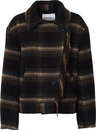 Isabel Marant Fringed Check Double-Breasted Coat