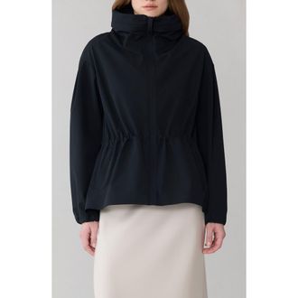 Soia & Kyo Ria Stretch Nylon Jacket with Stowaway Hood in Black at Nordstrom, Size X-Small