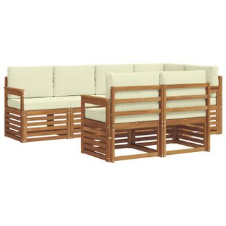 vidaXL Conjunto De Sof&aacute; Seccional Con Coj&iacute;n 7 Pcs Natural Y Crema Vidaxl