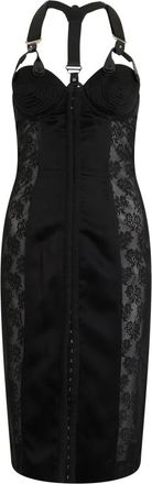 Moschino Kleedjes, Dames, Zwart, S, Leer, Fitted Dress with Lace Inserts