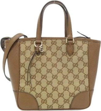 Gucci Pre-owned GG Canvas Leren Schoudertas - Dames - Vintage Shopper - Beige - ONE Size - Leer - Vintage